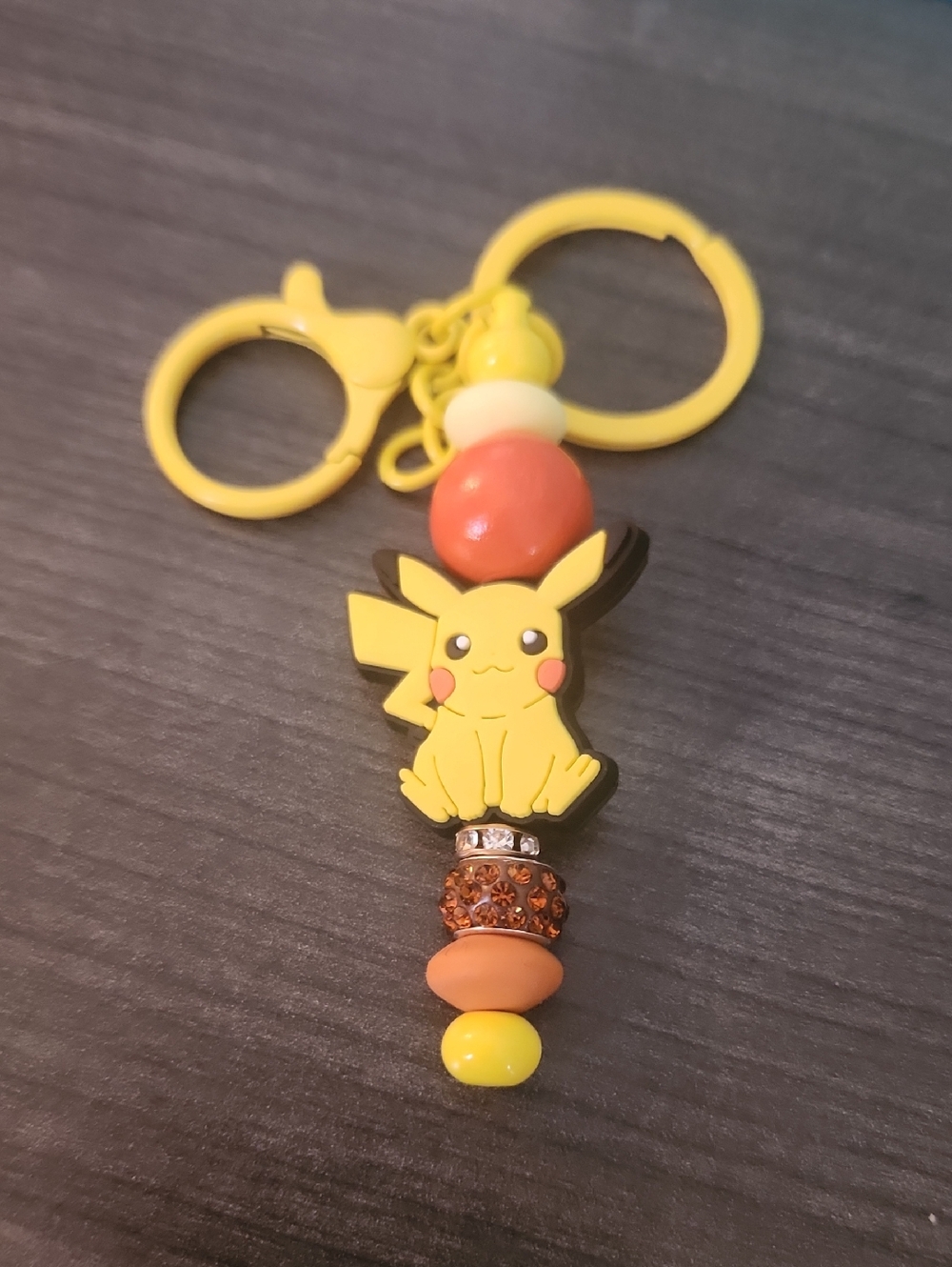 Yellow Pikachu Beaded Keychain Charm - Women Accessories